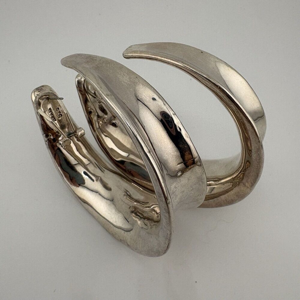 Hoop Earrings 2.5” Sterling Silver 925 Wide Concave Omega Backs Israel 24.5g VTG